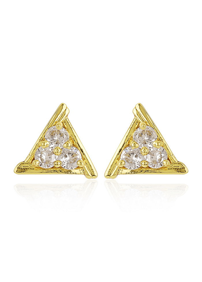 Estele 24Kt Gold Tone AD stones With Triangle Shaped Earrings - Indian Silk House Agencies