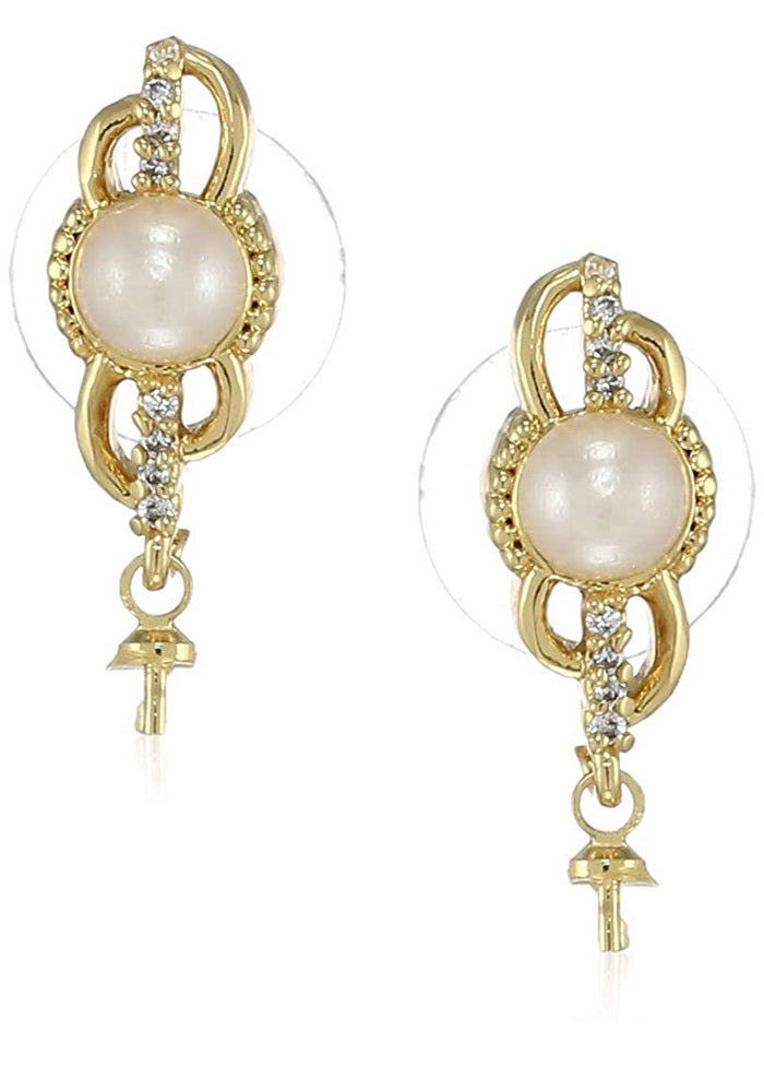 Estele 24 Kt Gold Plated American Diamond Oscillation Drop Earrings - Indian Silk House Agencies