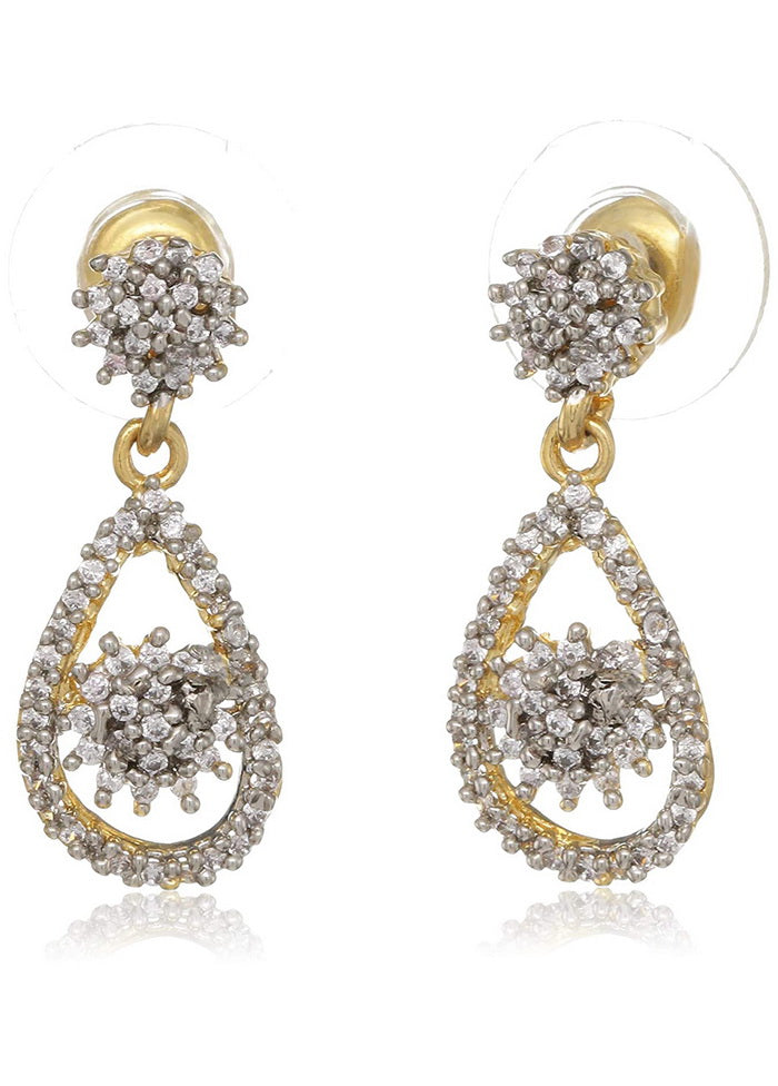 Estele 24Kt Gold And Silver Plated Floral Motif Drop Earrings - Indian Silk House Agencies