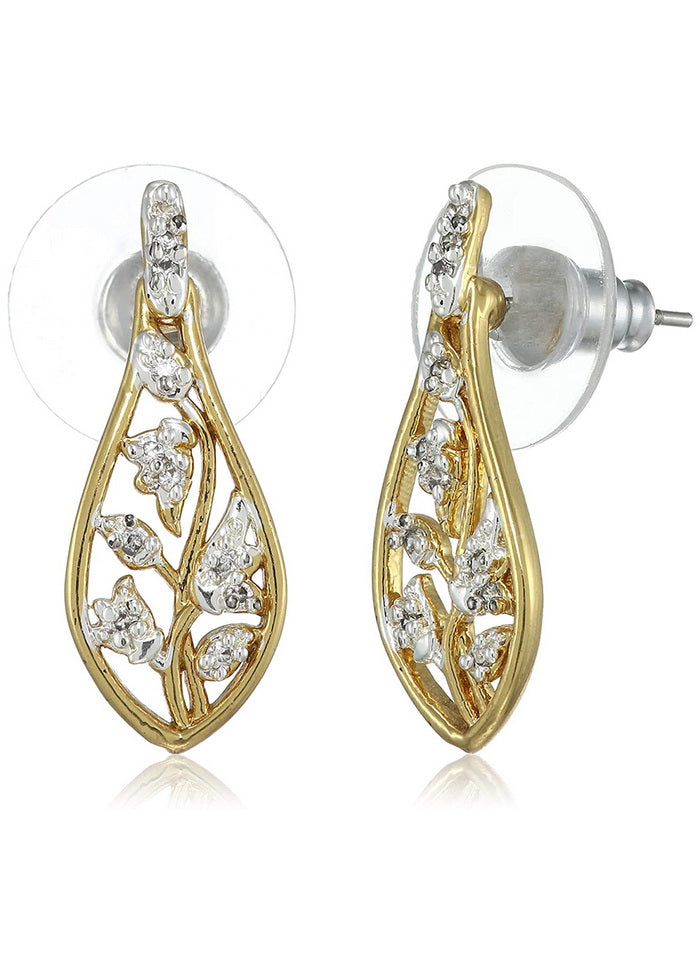Estele 24 Kt Gold and Silver Plated American Diamond babys breath Stud Earrings - Indian Silk House Agencies