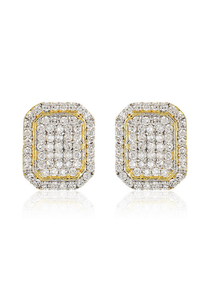 Estele Non Precious Metal 24 Kt Gold and Silver Plated American Diamond Royal Baguette Stud Earrings - Indian Silk House Agencies