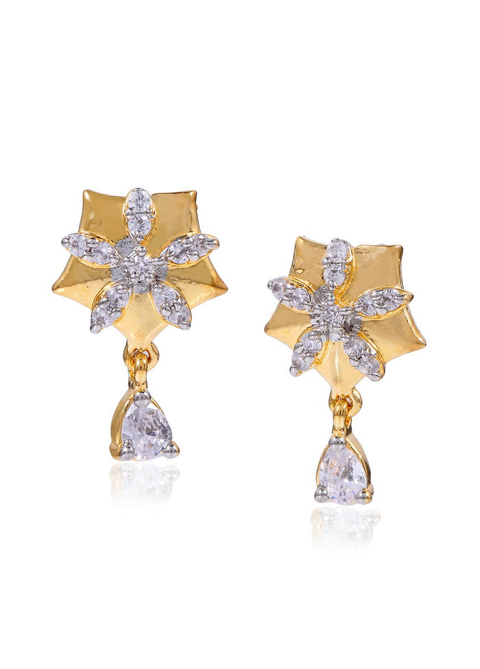 Estele 24 Kt Gold plated Austrain Diamond Stud Earring - Indian Silk House Agencies