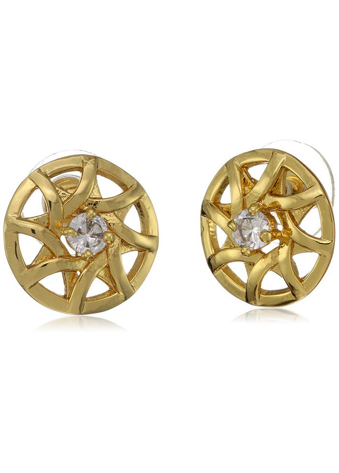 Estele 24Kt Gold Tone Plated Round Stud Earrings - Indian Silk House Agencies