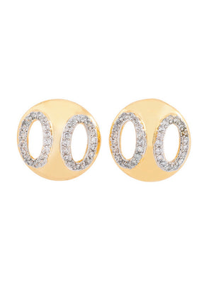 Estele 24 Kt Gold and Silver Plated American Diamond Goggles Stud Earrings - Indian Silk House Agencies