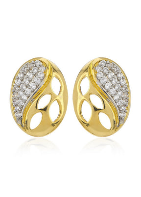 Estele 24 Kt Gold Plated American Diamond Infinity Stud Earrings - Indian Silk House Agencies
