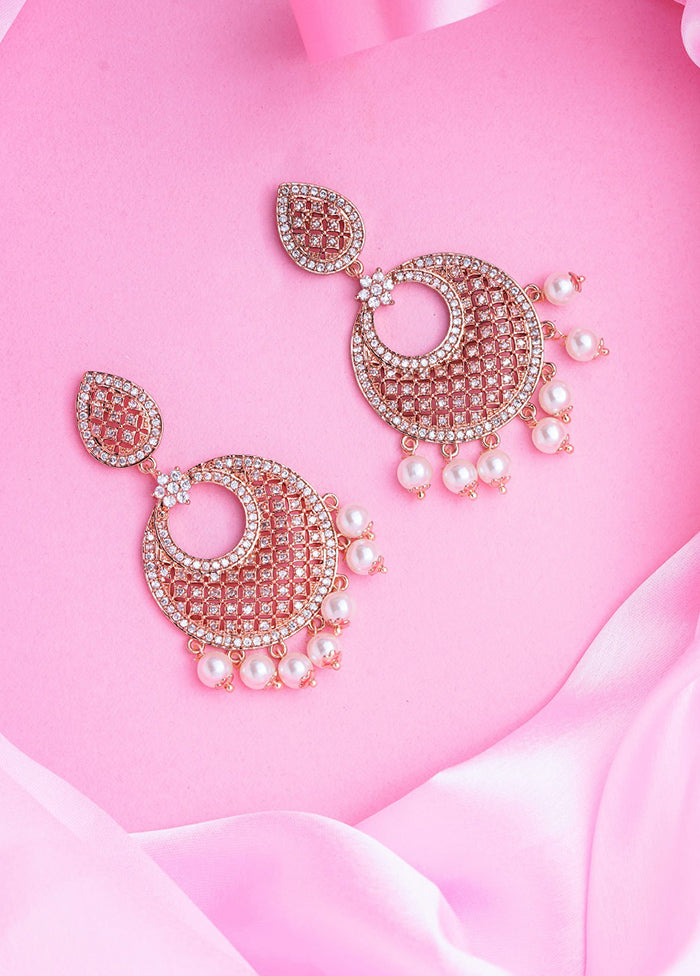 Rose Gold Plated CZ Designer Drop Earring - Indian Silk House Agencies