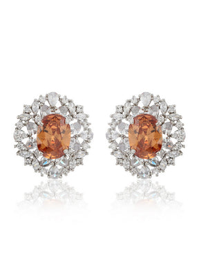 Estele American Diamond Earrings with Burning Fancy Stone for Women - Indian Silk House Agencies
