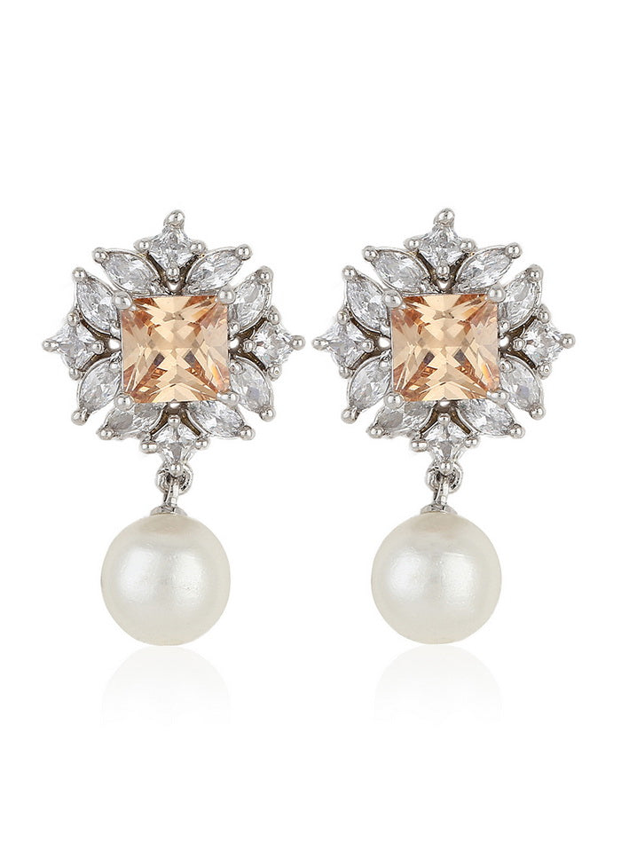 Estele Crystal Pearl Silver Plated Earrings for Women - Indian Silk House Agencies