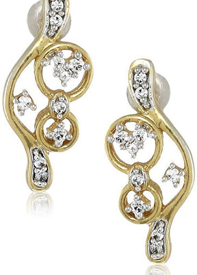 Estele 24 Kt Gold and Silver Plated Symmetrical tendril Stud Earrings for Girls - Indian Silk House Agencies