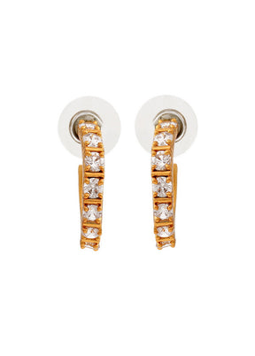 Estele 24 Kt Gold Plated American Diamond Bar pattern Hoop Earrings - Indian Silk House Agencies