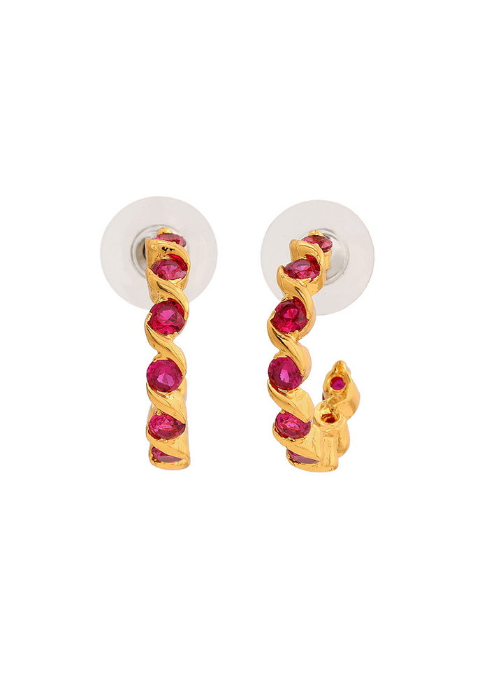 Estele 24 Kt Gold Plated Orange CZ Hoop Earrings - Indian Silk House Agencies
