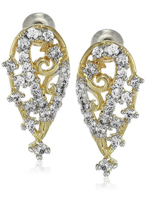 Estele 24 Kt Gold and Silver Plated Conch Stud Earrings - Indian Silk House Agencies