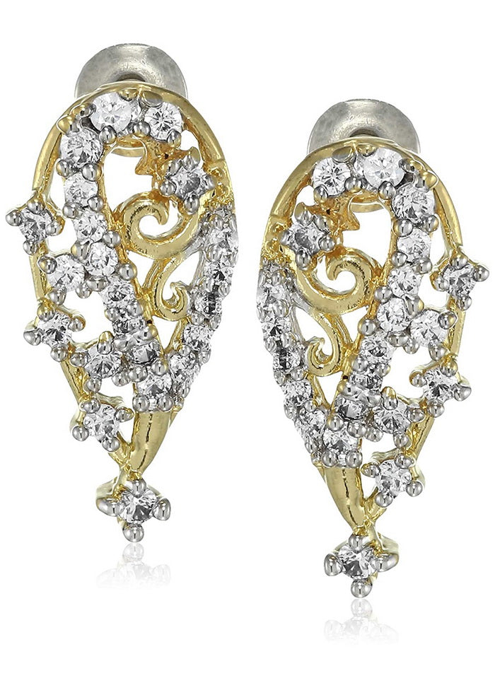 Estele 24 Kt Gold and Silver Plated Conch Stud Earrings - Indian Silk House Agencies