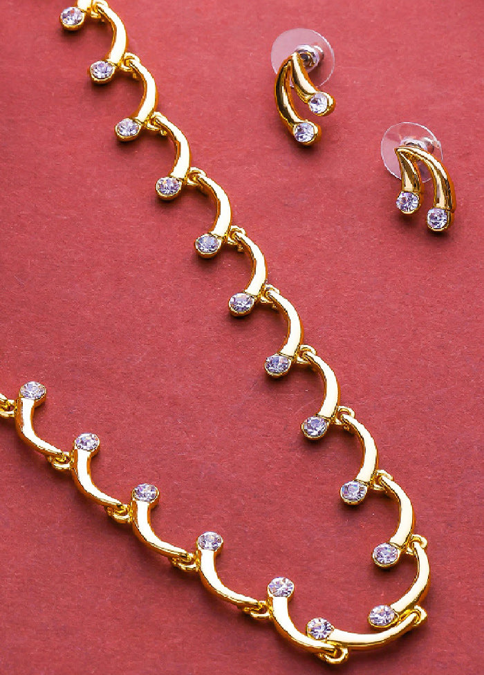 Gold Plated CZ Splendid Jewellery Set - Indian Silk House Agencies