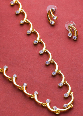 Gold Plated CZ Splendid Jewellery Set - Indian Silk House Agencies