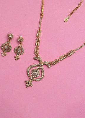 Gold Plated CZ Sparkling Necklace Set - Indian Silk House Agencies