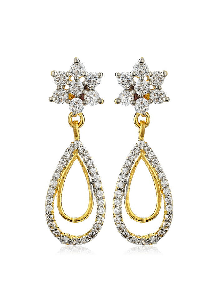Estele Womens Girls 24K Gold Plated Sparkling Nakshatra Drop Dangle Brass Metal Earrings Golden - Indian Silk House Agencies