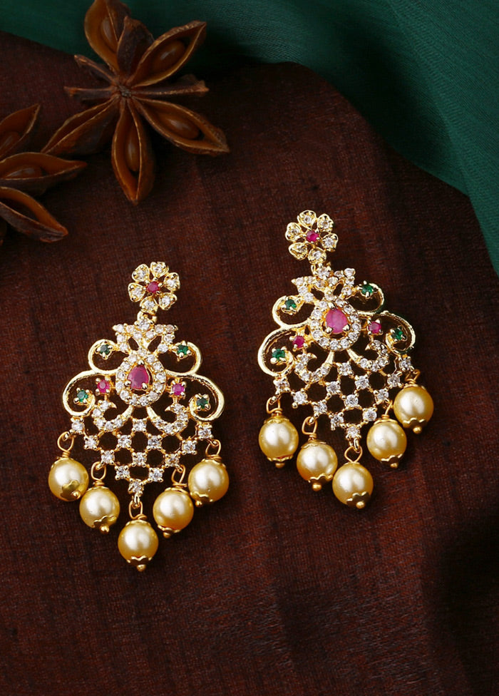 Gold Plated CZ Majestic Earrings - Indian Silk House Agencies