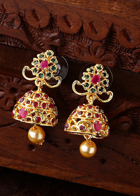 Gold Plated CZ Exquisite Jhumki Earrings - Indian Silk House Agencies