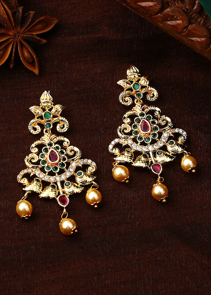 Gold Plated CZ Swirling Symphony Earrings - Indian Silk House Agencies