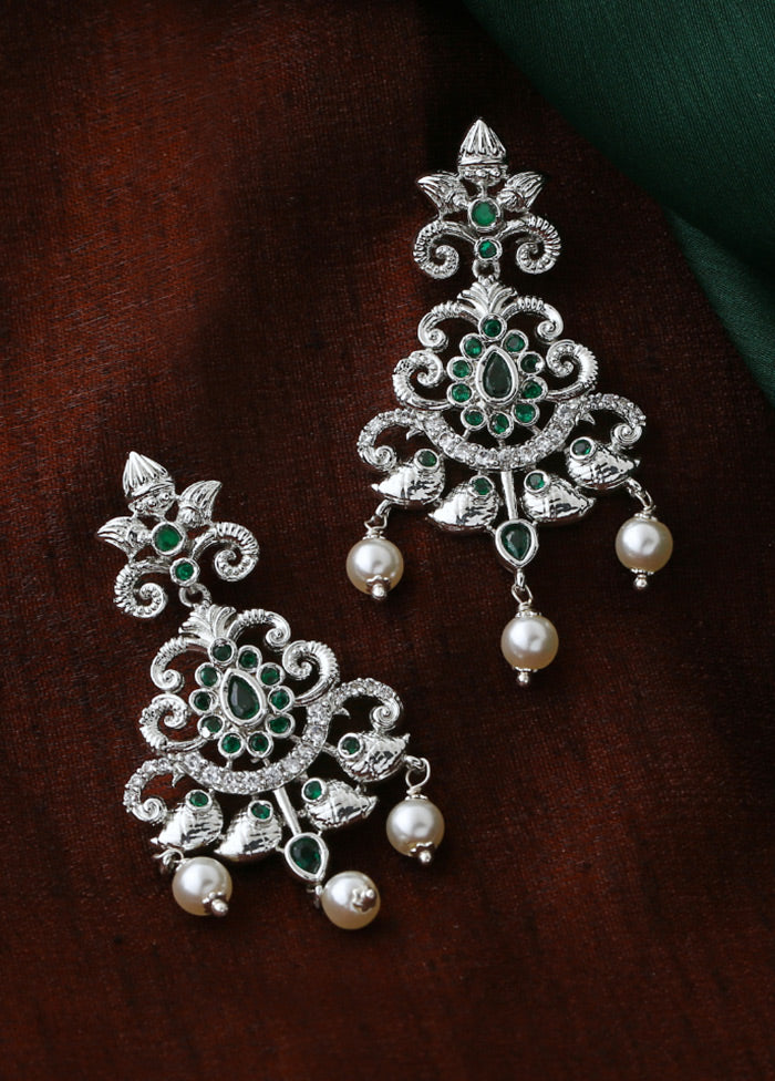 Rhodium Plated CZ Swirling Symphony Earrings - Indian Silk House Agencies