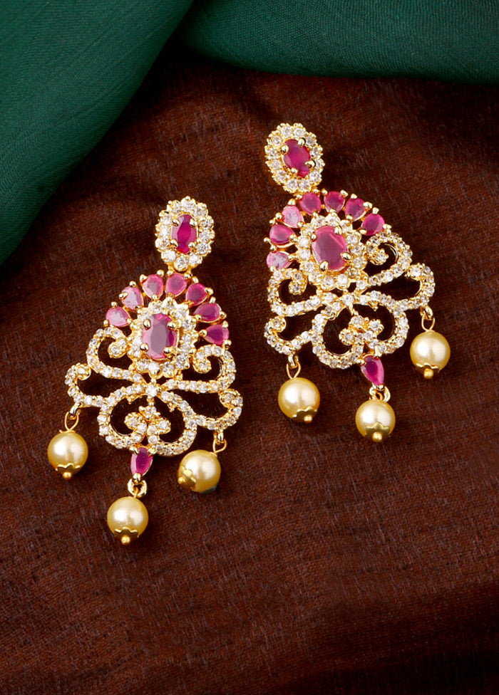 Handcrafted Gold Plated CZ Tiara Earrings - Indian Silk House Agencies