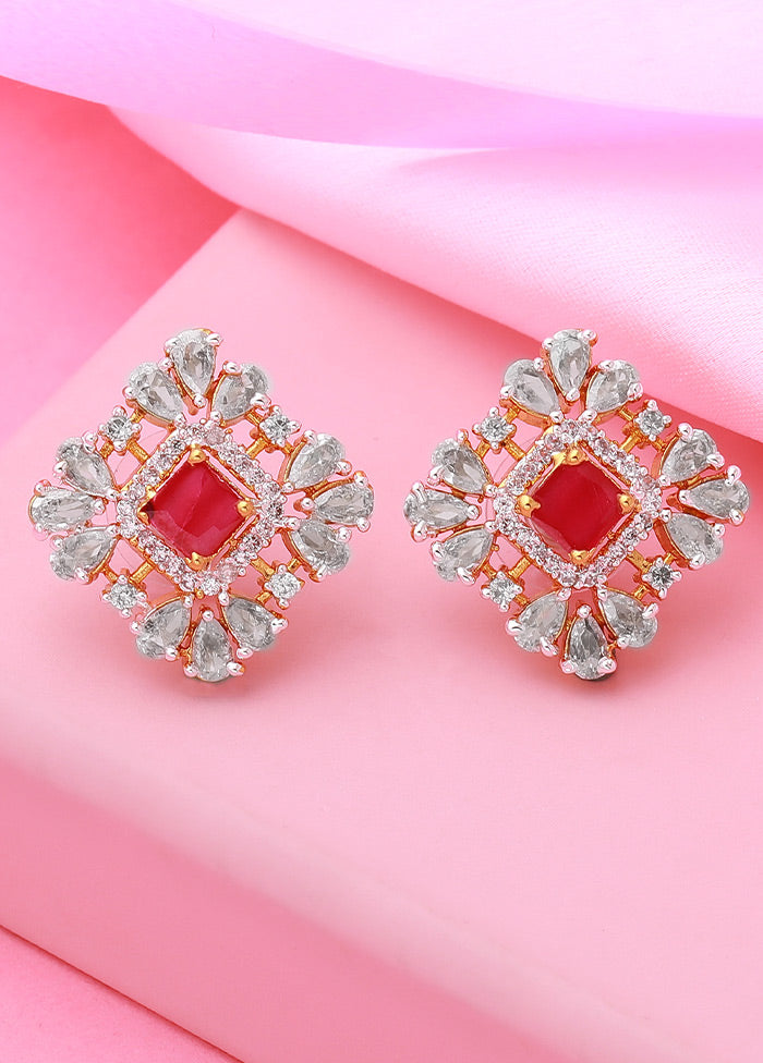 Gold Plated CZ Beautiful Stud Earrings - Indian Silk House Agencies