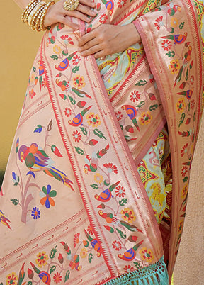 Off White Dupion Silk Saree With Blouse Piece - Indian Silk House Agencies