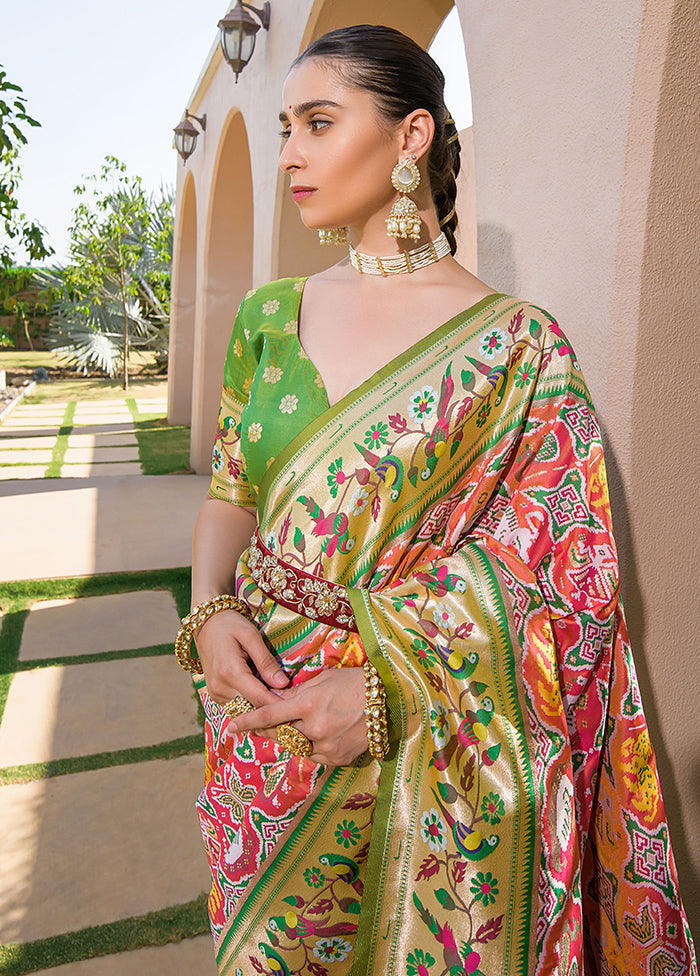 Peach Dupion Silk Saree With Blouse Piece - Indian Silk House Agencies