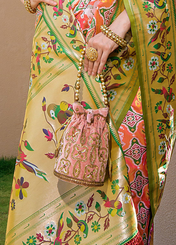 Peach Dupion Silk Saree With Blouse Piece - Indian Silk House Agencies