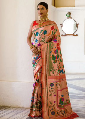 Red Dupion Silk Saree With Blouse Piece - Indian Silk House Agencies