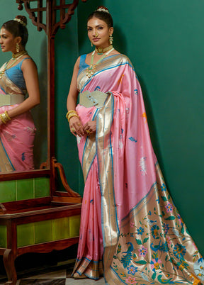 Baby Pink Dupion Silk Saree With Blouse Piece - Indian Silk House Agencies