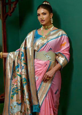 Baby Pink Dupion Silk Saree With Blouse Piece - Indian Silk House Agencies