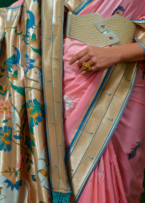 Baby Pink Dupion Silk Saree With Blouse Piece - Indian Silk House Agencies