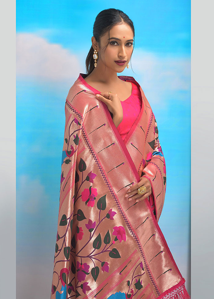 Pink Spun Silk Saree With Blouse Piece - Indian Silk House Agencies