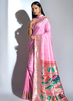 Baby Pink Dupion Silk Saree With Blouse Piece - Indian Silk House Agencies