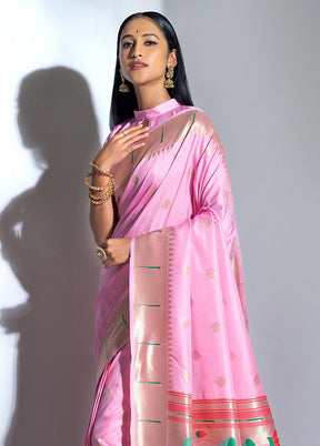 Baby Pink Dupion Silk Saree With Blouse Piece - Indian Silk House Agencies