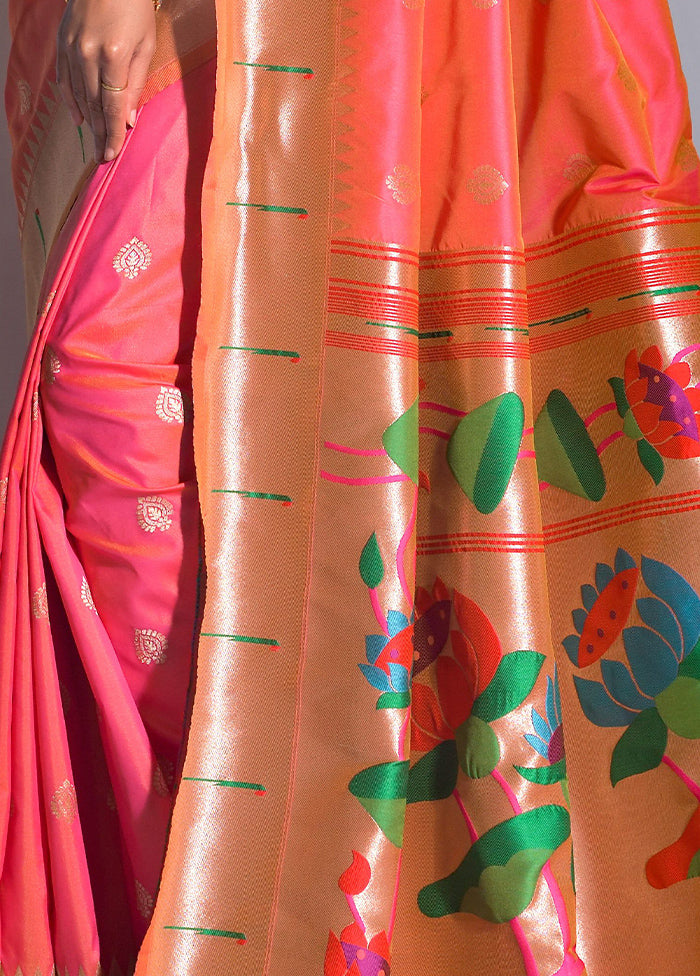 Peach Dupion Silk Saree With Blouse Piece - Indian Silk House Agencies