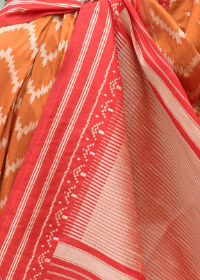 Orange Dupion Silk Saree With Blouse Piece - Indian Silk House Agencies