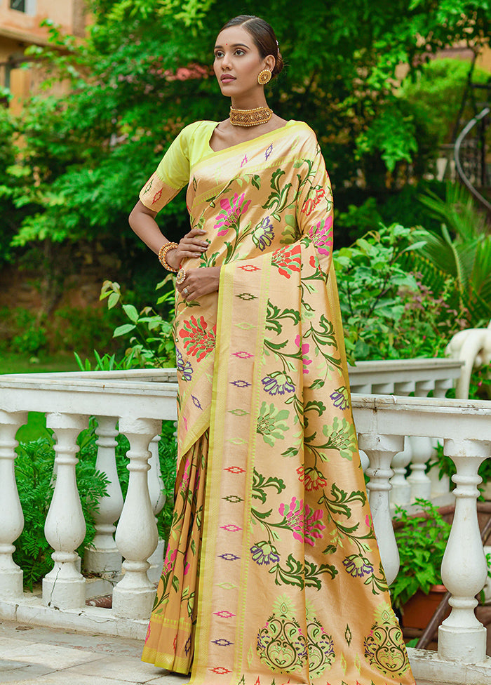 Parrot Green Dupion Silk Saree With Blouse Piece - Indian Silk House Agencies