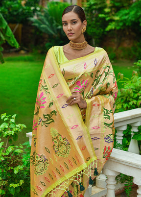 Parrot Green Dupion Silk Saree With Blouse Piece - Indian Silk House Agencies