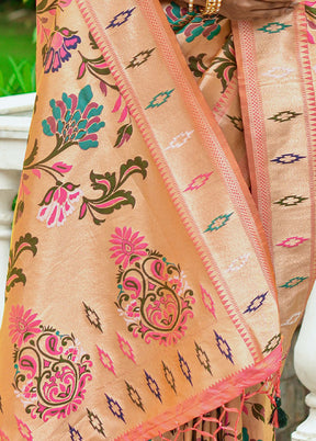 Peach Dupion Silk Saree With Blouse Piece - Indian Silk House Agencies