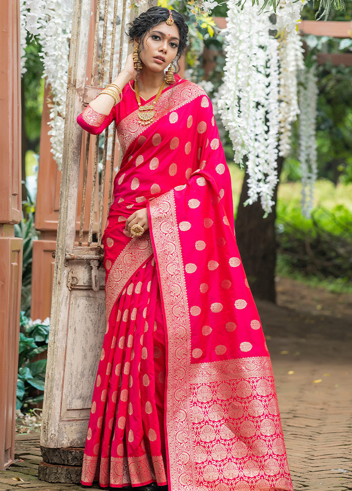 Pink Silk Saree With Blouse Piece - Indian Silk House Agencies