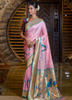 Baby Pink Dupion Silk Saree With Blouse Piece - Indian Silk House Agencies