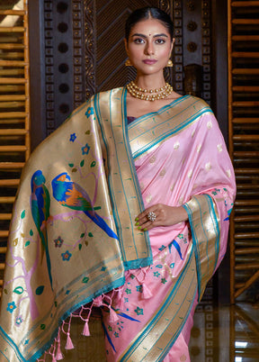 Baby Pink Dupion Silk Saree With Blouse Piece - Indian Silk House Agencies