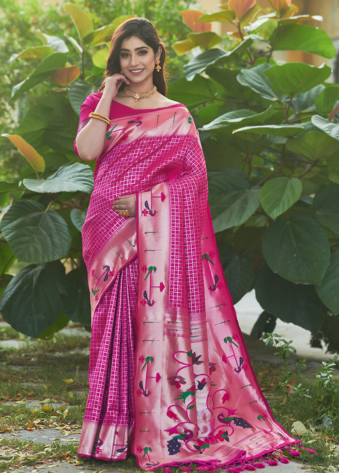 Pink Spun Silk Saree With Blouse Piece - Indian Silk House Agencies