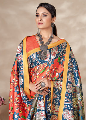 Multicolor Silk Saree And Shawl With Blouse Piece - Indian Silk House Agencies