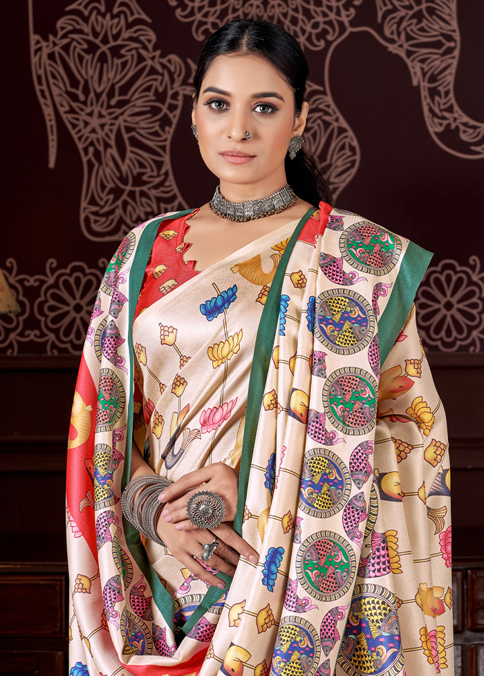Multicolor Silk Saree And Shawl With Blouse Piece - Indian Silk House Agencies