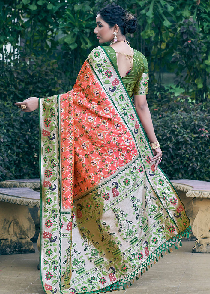 Orange Dupion Silk Saree With Blouse Piece - Indian Silk House Agencies