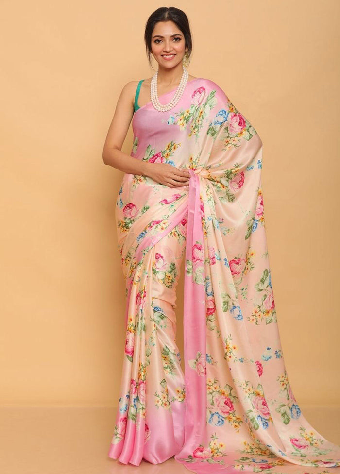 light pink Silk Saree With Blouse Piece - Indian Silk House Agencies